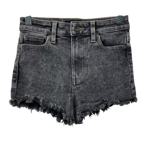 Kendall + Kylie Pants - Kendall + Kylie The Drifter High Rise Acid Wash Black Denim Shorts 0/24 Cowgirl